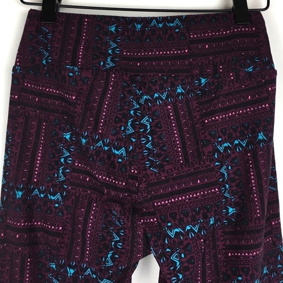 LULAROE Leggings OS One Size Southwestern Tribal Aztec Purple Blue Black Stretch - Picture 5 of 9